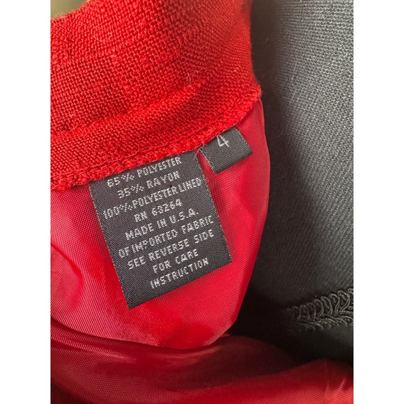 Vintage 80s Sasson Paris New York Red Skirt Power Suit Set Blazer Pencil Skirt 4 - Picture 12 of 13